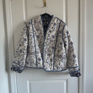 Reversible Floral Women's Jacket - Blue and White